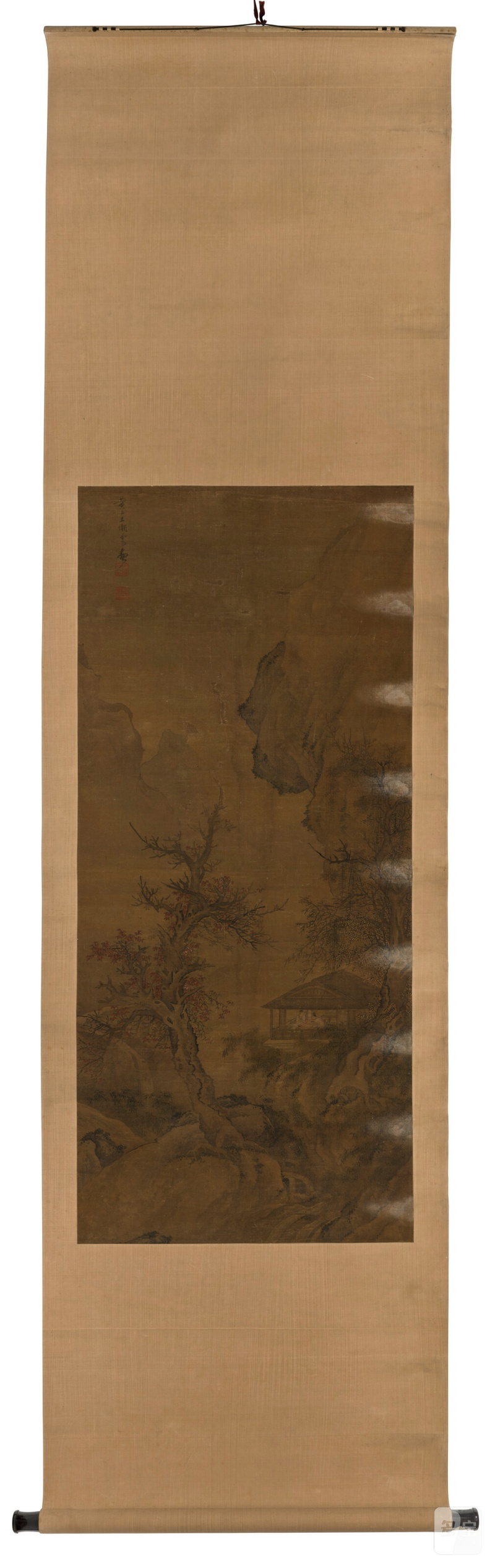 王雲（款） 對弈圖 設色絹本 立軸題識：黃山王懶雲畫。鈐印：王雲之印、漫渙不清  Playing go - 图3